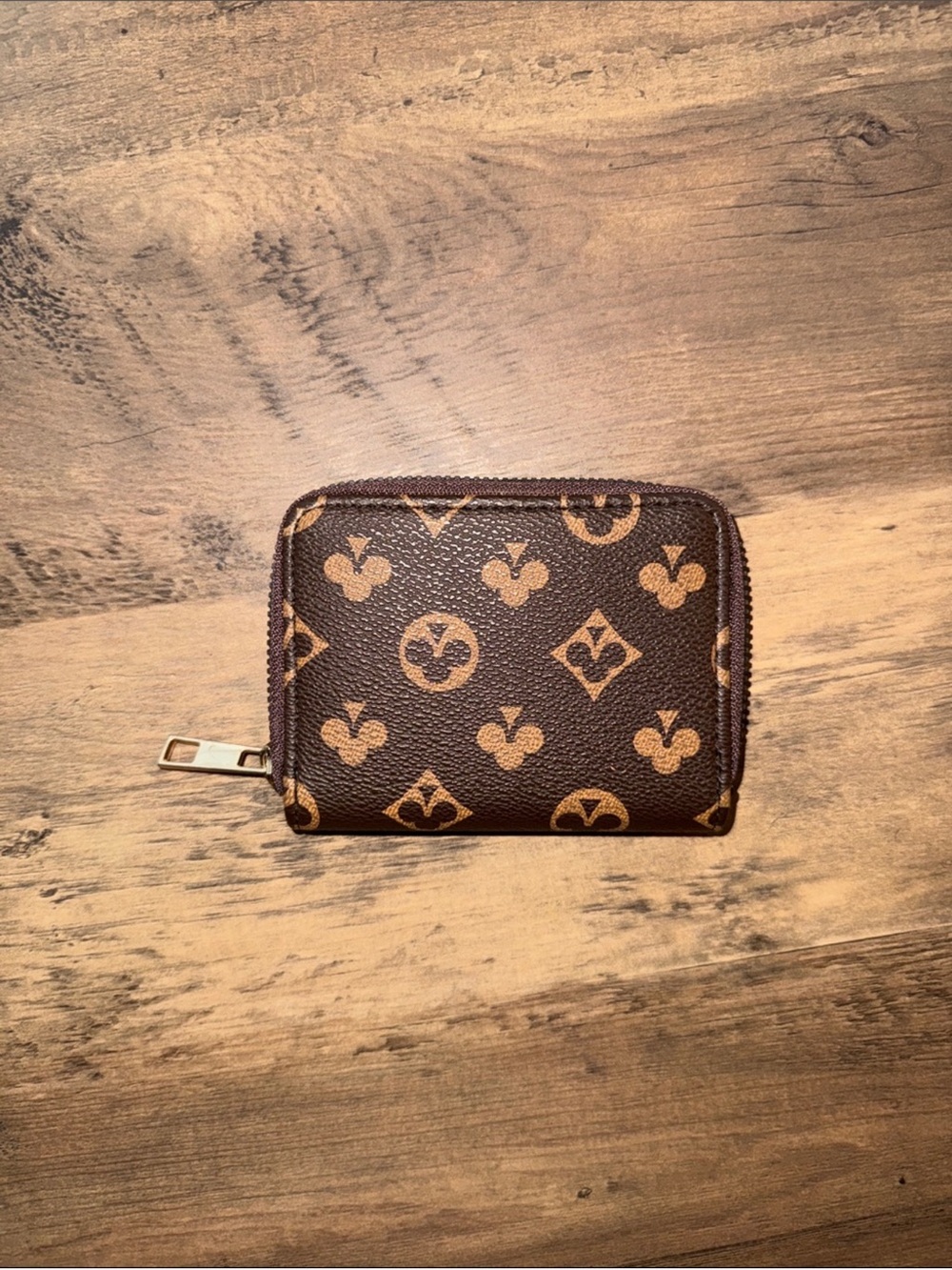 Designer Inspired Monogram Zip Around Card Wallet